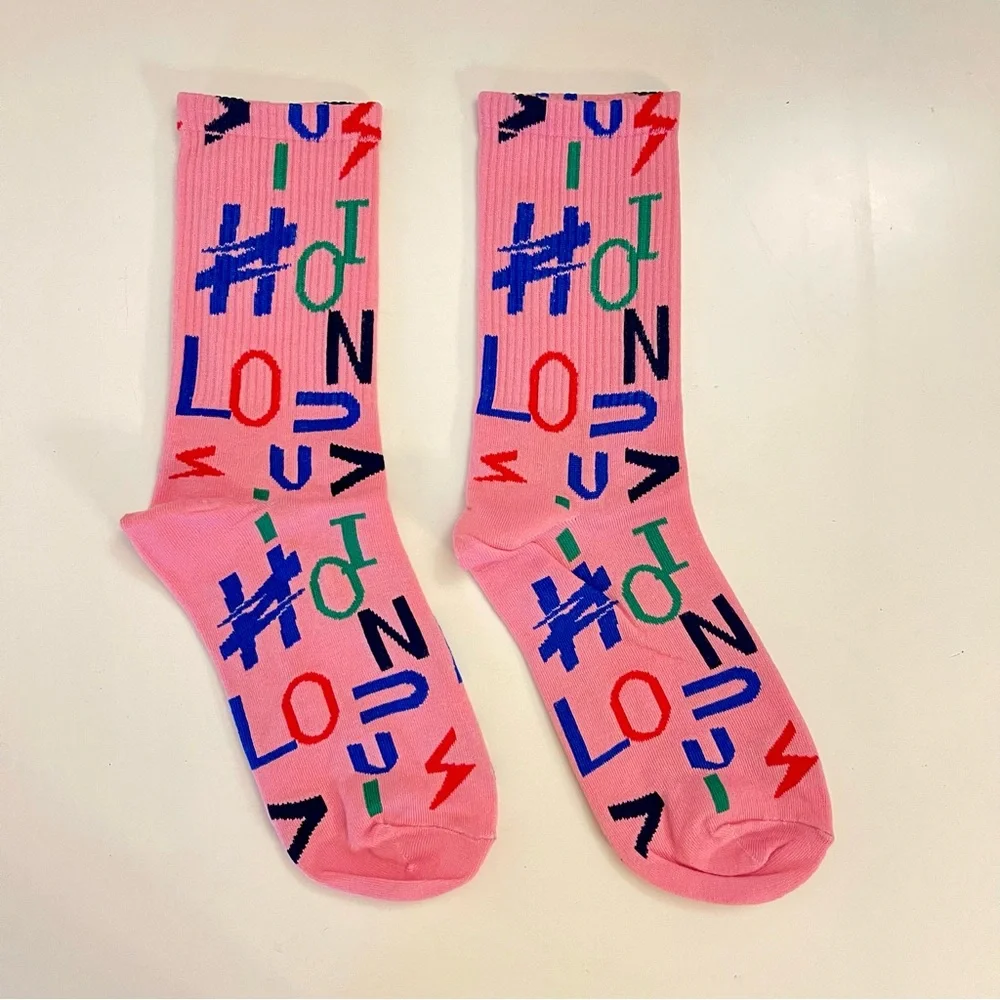 Multicolor Logo Monogram Crew Socks – Millennial Pink